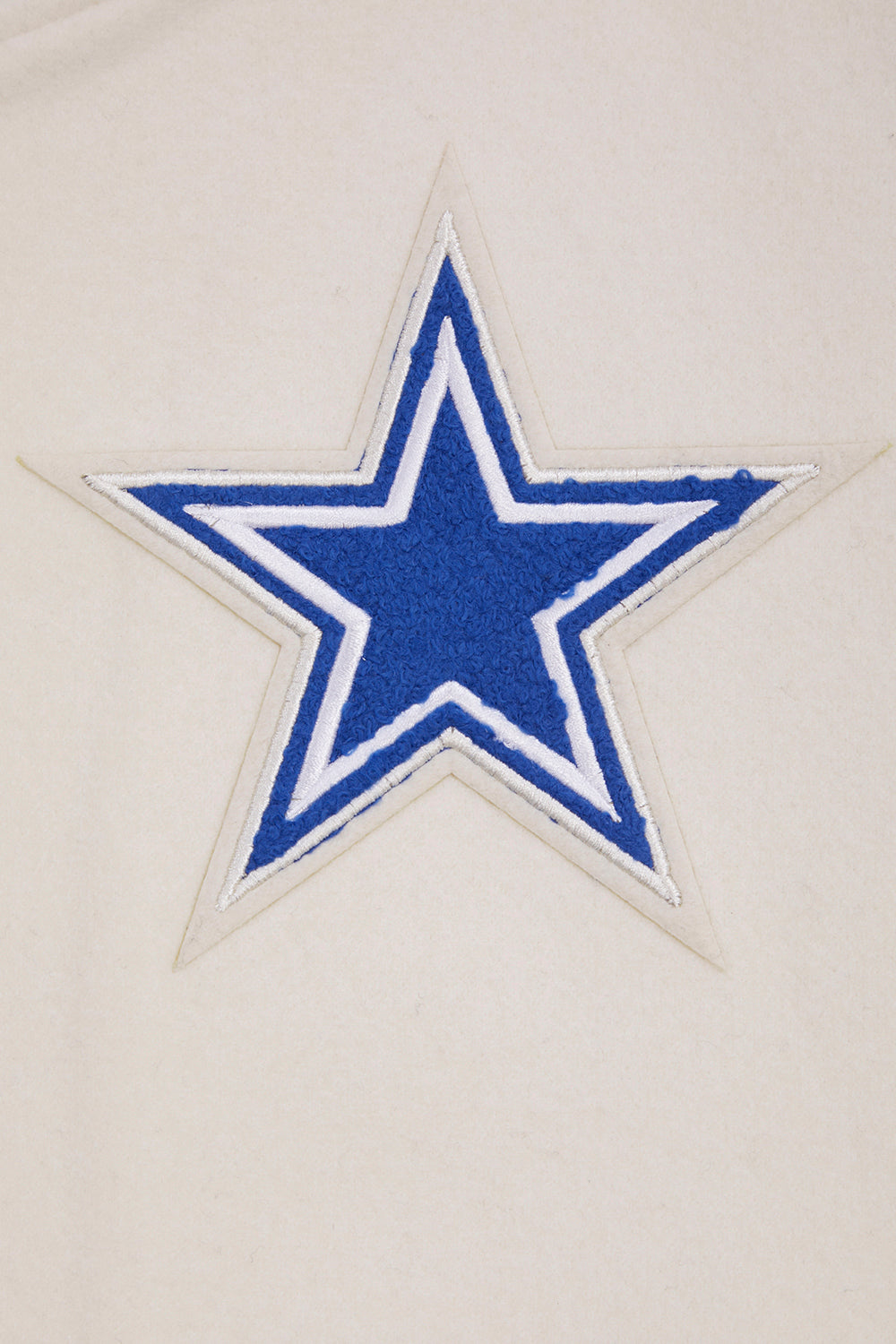 NFL DALLAS COWBOYS RETRO CLASSIC WOMEN'S RIB WOOL VARSITY JACKET (EGGSHELL/DODGER BLUE)