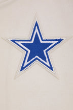 NFL DALLAS COWBOYS RETRO CLASSIC WOMEN'S RIB WOOL VARSITY JACKET (EGGSHELL/DODGER BLUE)