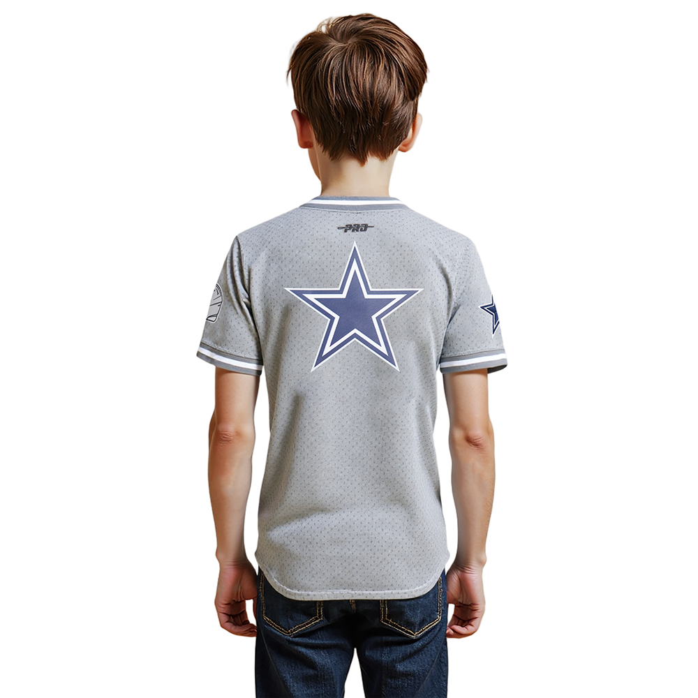 NFL DALLAS COWBOYS CLASSIC T-SHIRT EN FILET À MANCHES COURTES POUR GARÇON ENFANT (GRIS)