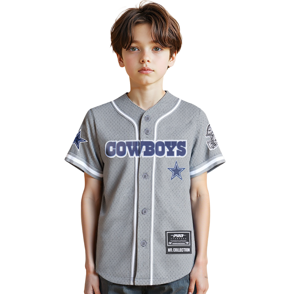 NFL DALLAS COWBOYS CLASSIC CHEMISE BOUTONNÉE EN FILET POUR GARÇON ENFANT (GRIS)