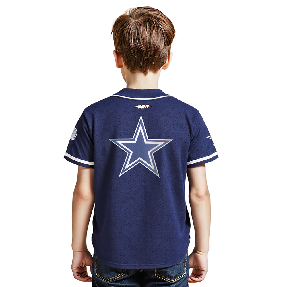 NFL DALLAS COWBOYS CLASSIC LITTLE BOYS MESH BUTTON DOWN SHIRT (MIDNIGHT NAVY)