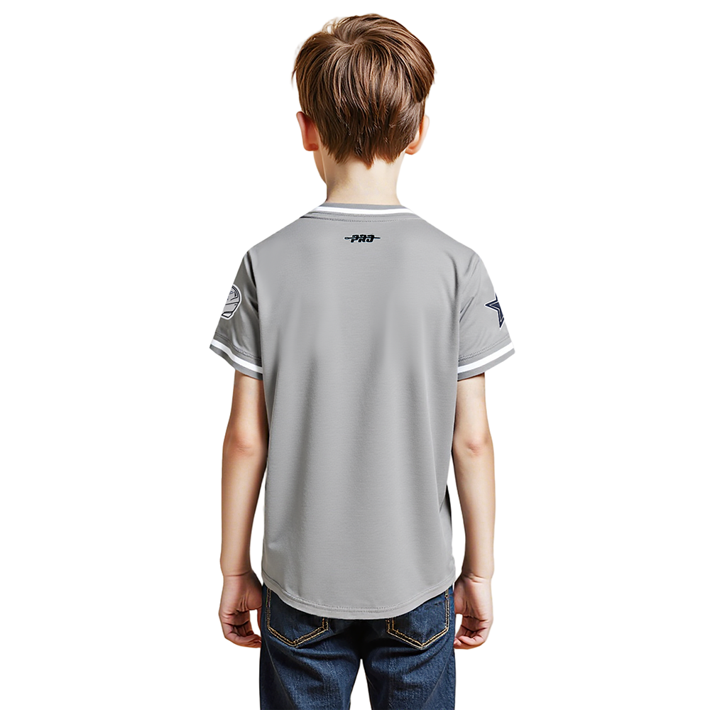 NFL DALLAS COWBOYS CLASSIC LITTLE BOY'S SHORT SLEEVE STRIPED RIB TEE (GRAY)