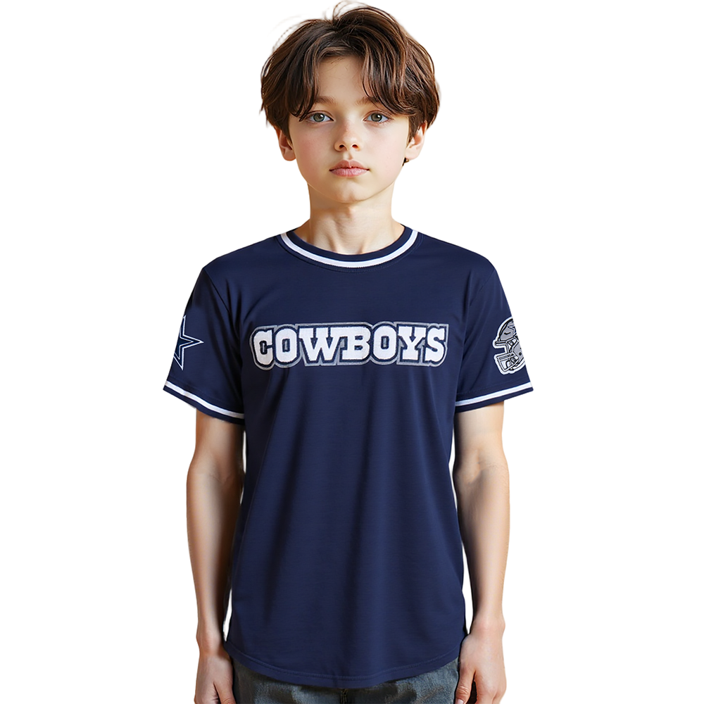 NFL DALLAS COWBOYS CLASSIC LITTLE BOY'S SHORT SLEEVE STRIPED RIB TEE (MIDNIGHT NAVY)