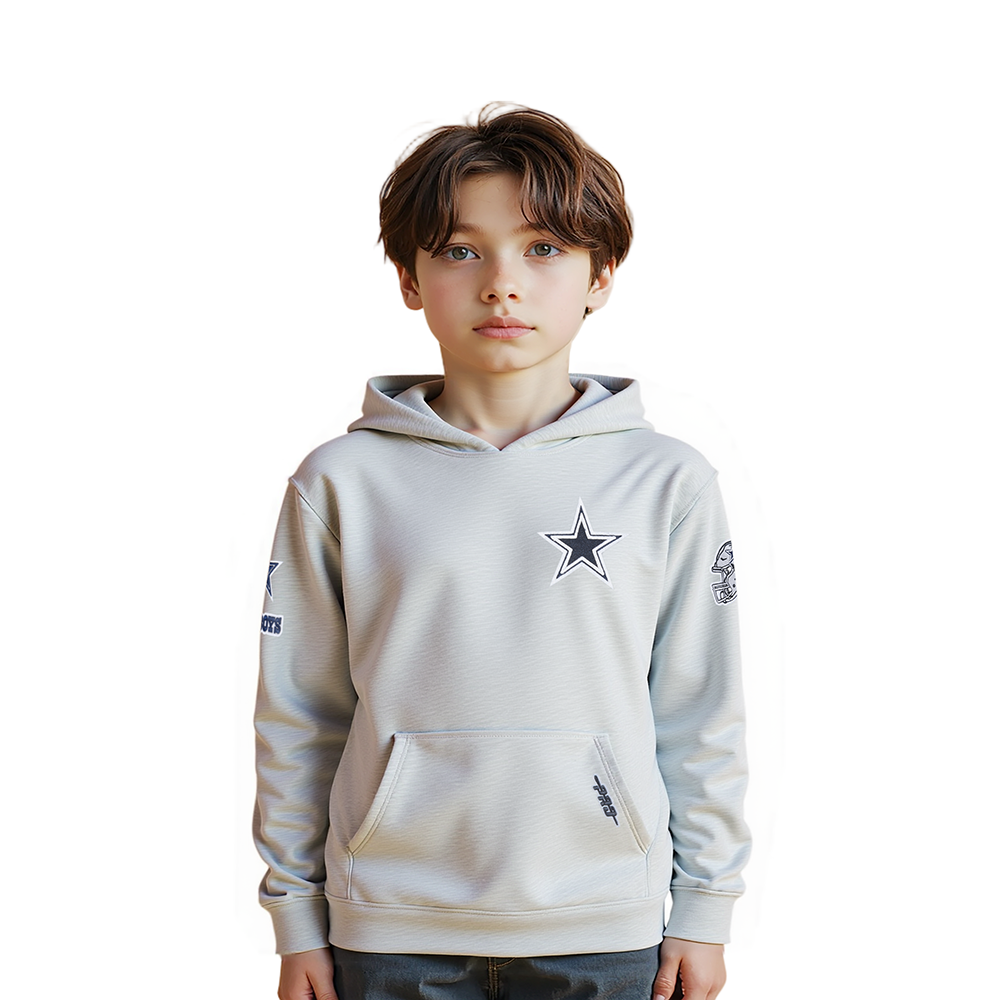 NFL DALLAS COWBOYS CLASSIC LITTLE BOY'S FLEECE PULLOVER HOODIE (HEATHER GREY)