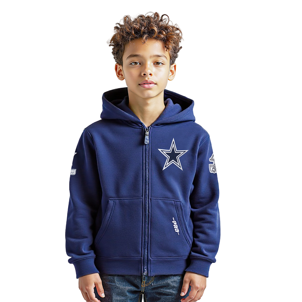 NFL DALLAS COWBOYS CLASSIC LITTLE BOY'S FLEECE FULL ZIP HOODIE (MIDNIGHT NAVY)