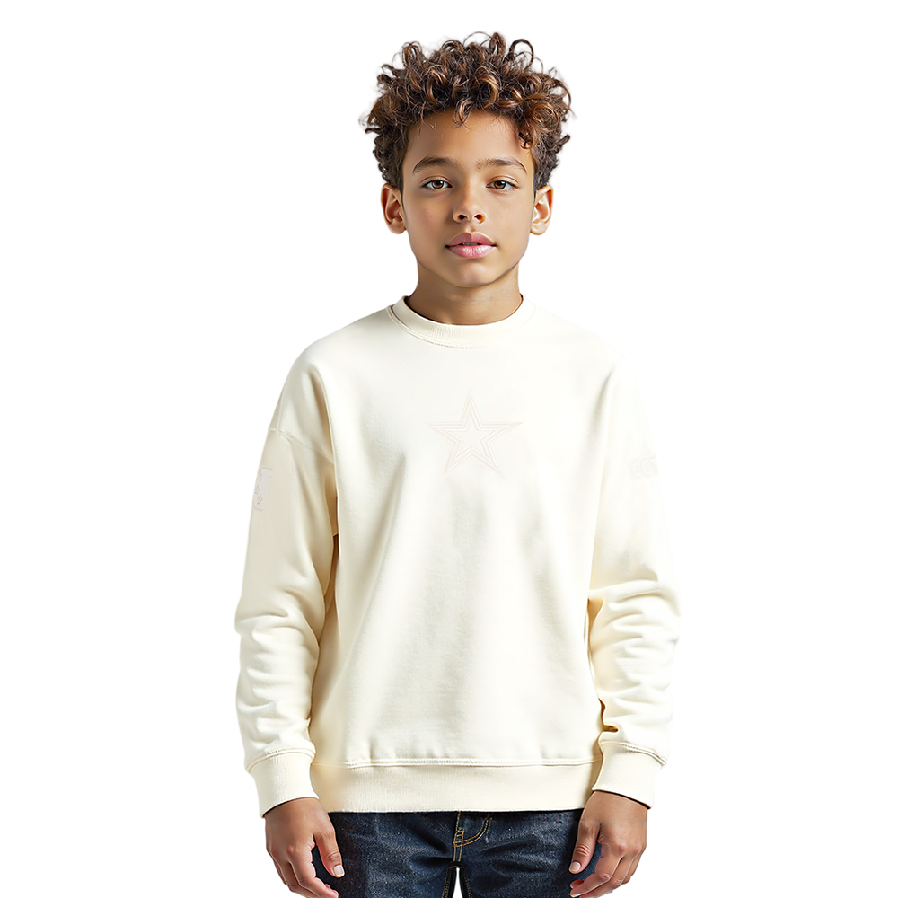 NFL DALLAS COWBOYS NEUTRAL CHANDAIL À COL ROND EN MOLLETON POUR GARÇON ENFANT (COQUILLE D'ŒUF)