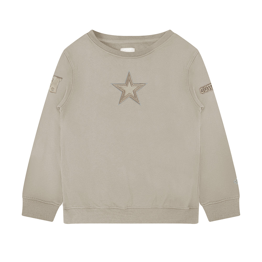 NFL DALLAS COWBOYS NEUTRAL LITTLE BOY'S FLEECE CREWNECK (TAUPE)