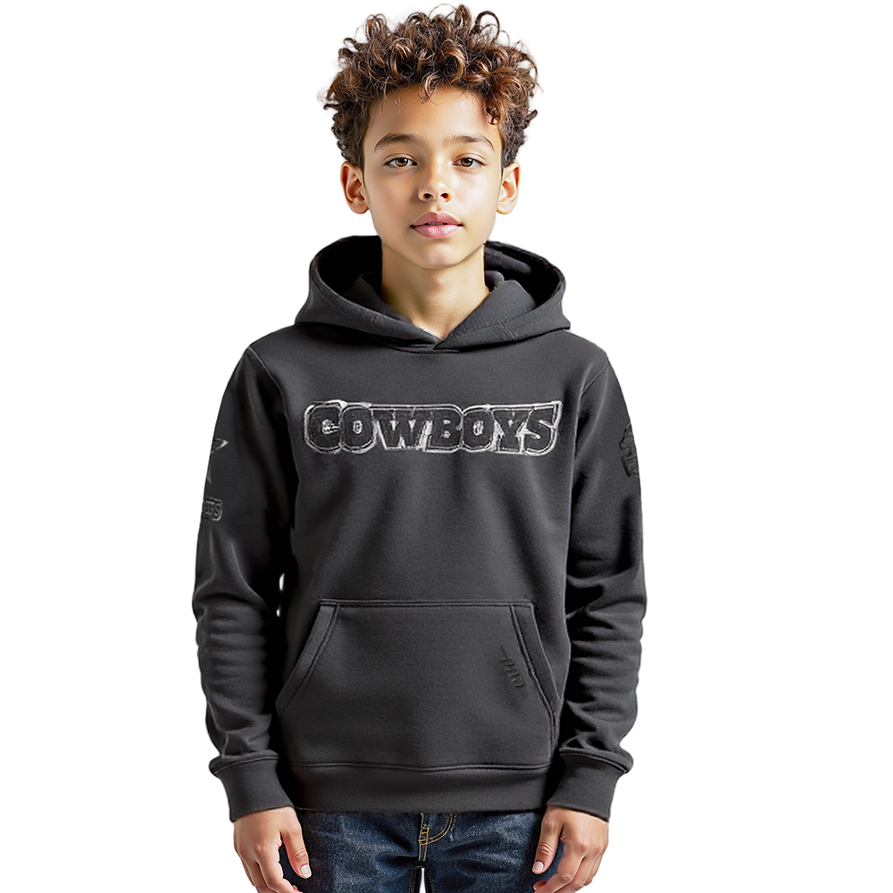 NFL DALLAS COWBOYS TRIPLE BLACK CHANDAIL À CAPUCHON EN MOLLETON POUR GARÇON ENFANT (NOIR)