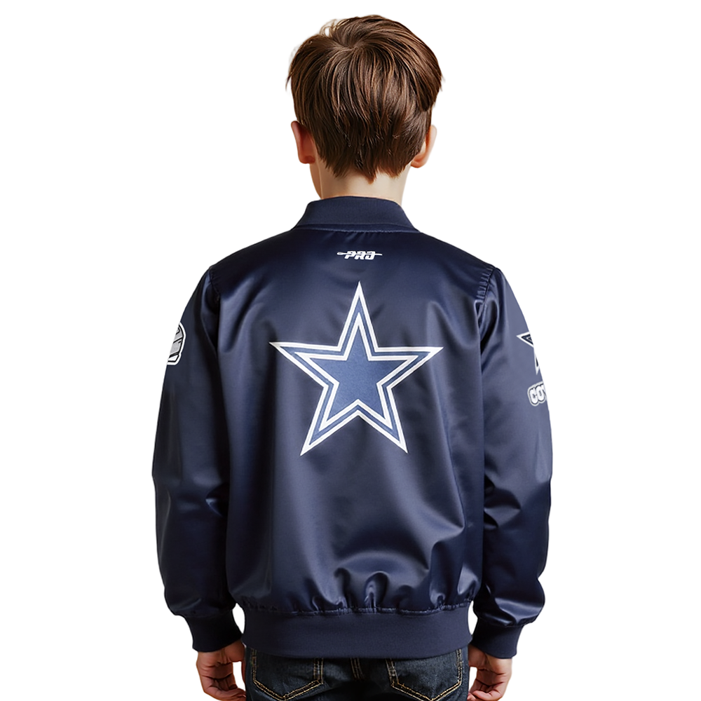 NFL DALLAS COWBOYS CLASSIC LITTLE BOY'S SATIN JACKET (MIDNIGHT NAVY)