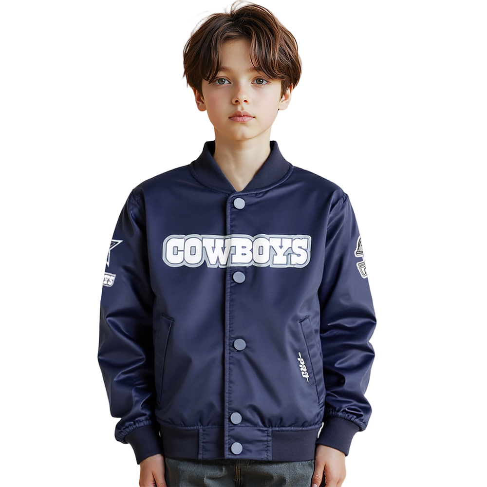 NFL DALLAS COWBOYS CLASSIC LITTLE BOY'S SATIN JACKET (MIDNIGHT NAVY)