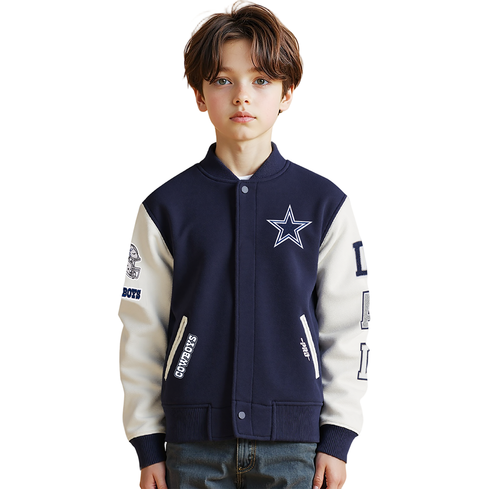 NFL DALLAS COWBOYS CLASSIC BLOUSON COLLÉGIAL EN LAINE POUR GARÇON ENFANT (MARINE MINUIT/BLANC)