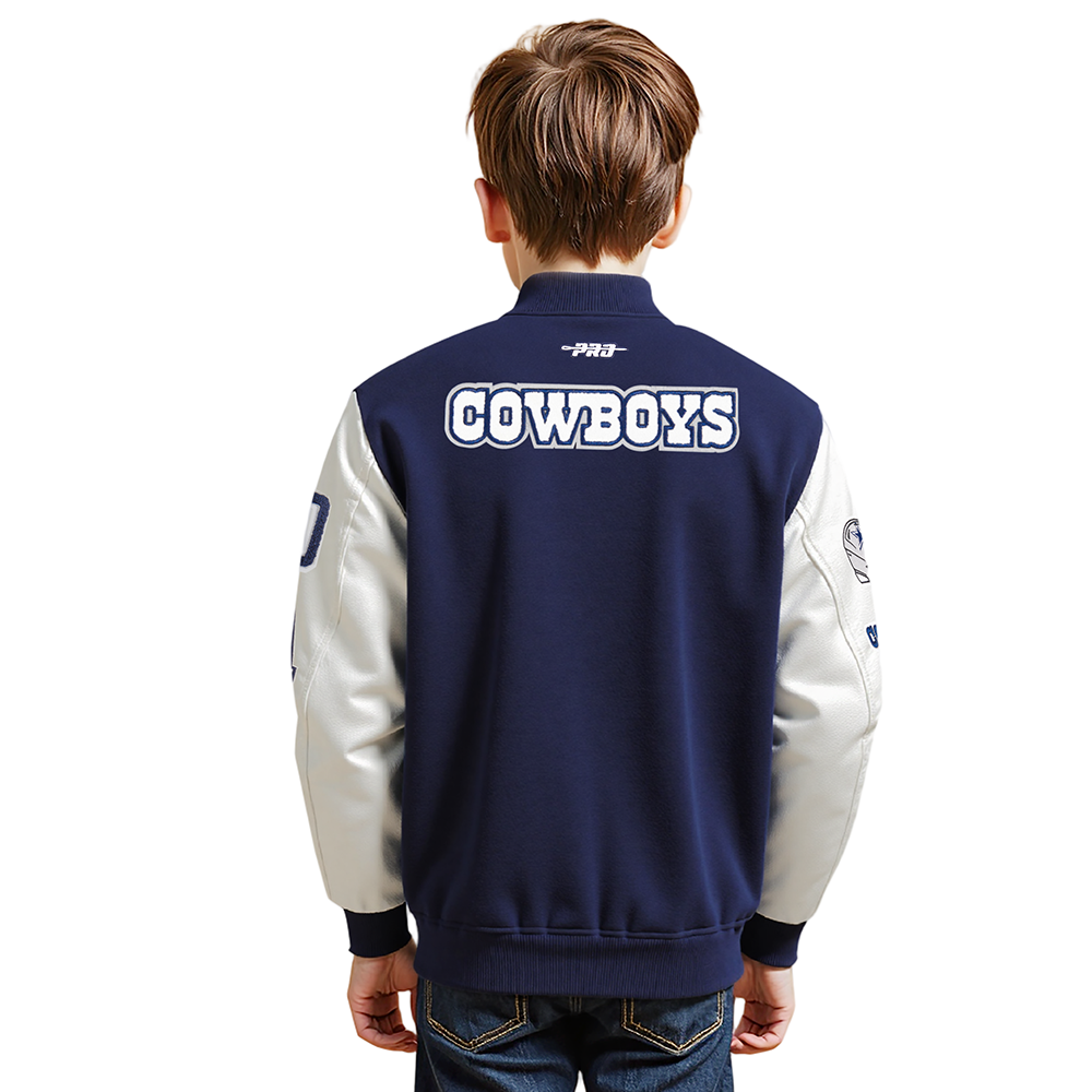 NFL DALLAS COWBOYS CLASSIC LITTLE BOY'S WOOL VARSITY JACKET (MIDNIGHT NAVY/WHITE)