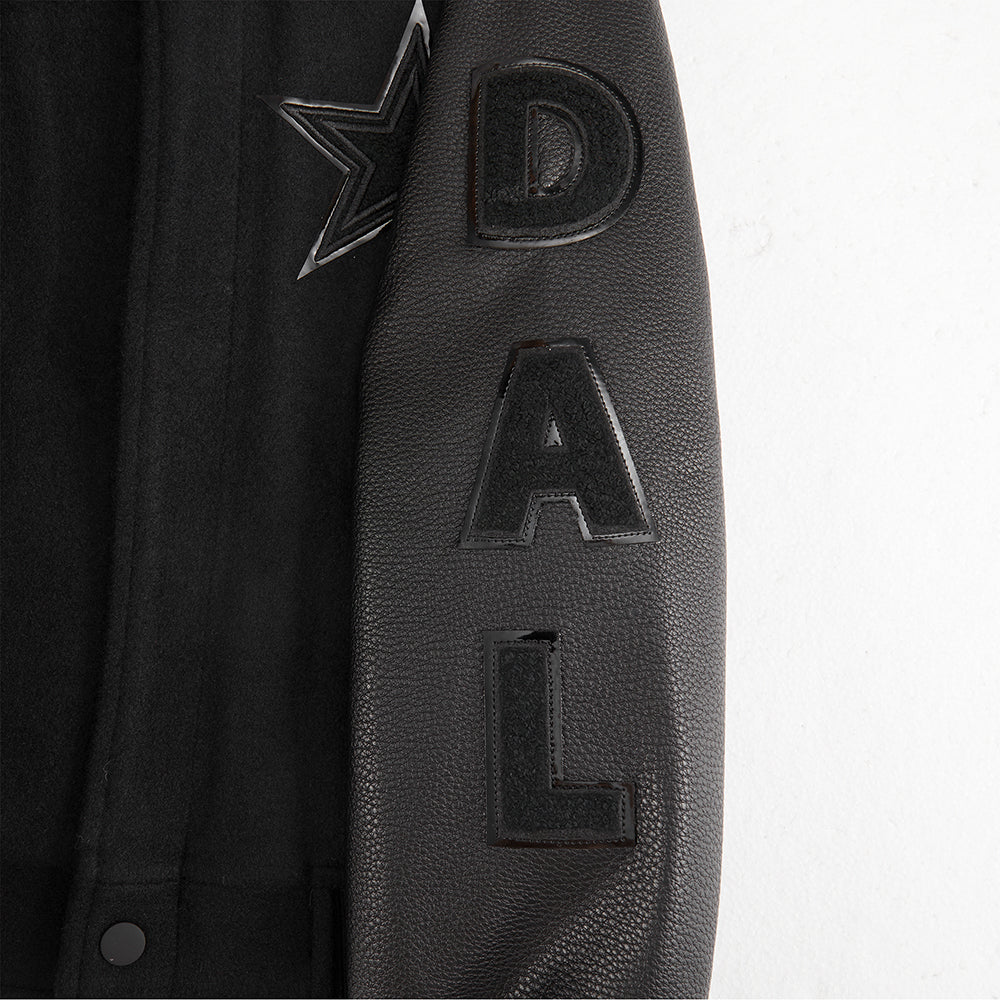 NFL DALLAS COWBOYS TRIPLE BLACK BLOUSON COLLÉGIAL EN LAINE POUR GARÇON ENFANT (NOIR DE JAIS)