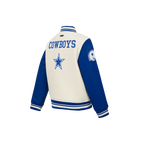 NFL DALLAS COWBOYS RETRO CLASSICS LITTLE BOY'S RIB WOOL VARSITY JACKET (EGGSHELL/DODGER BLUE)
