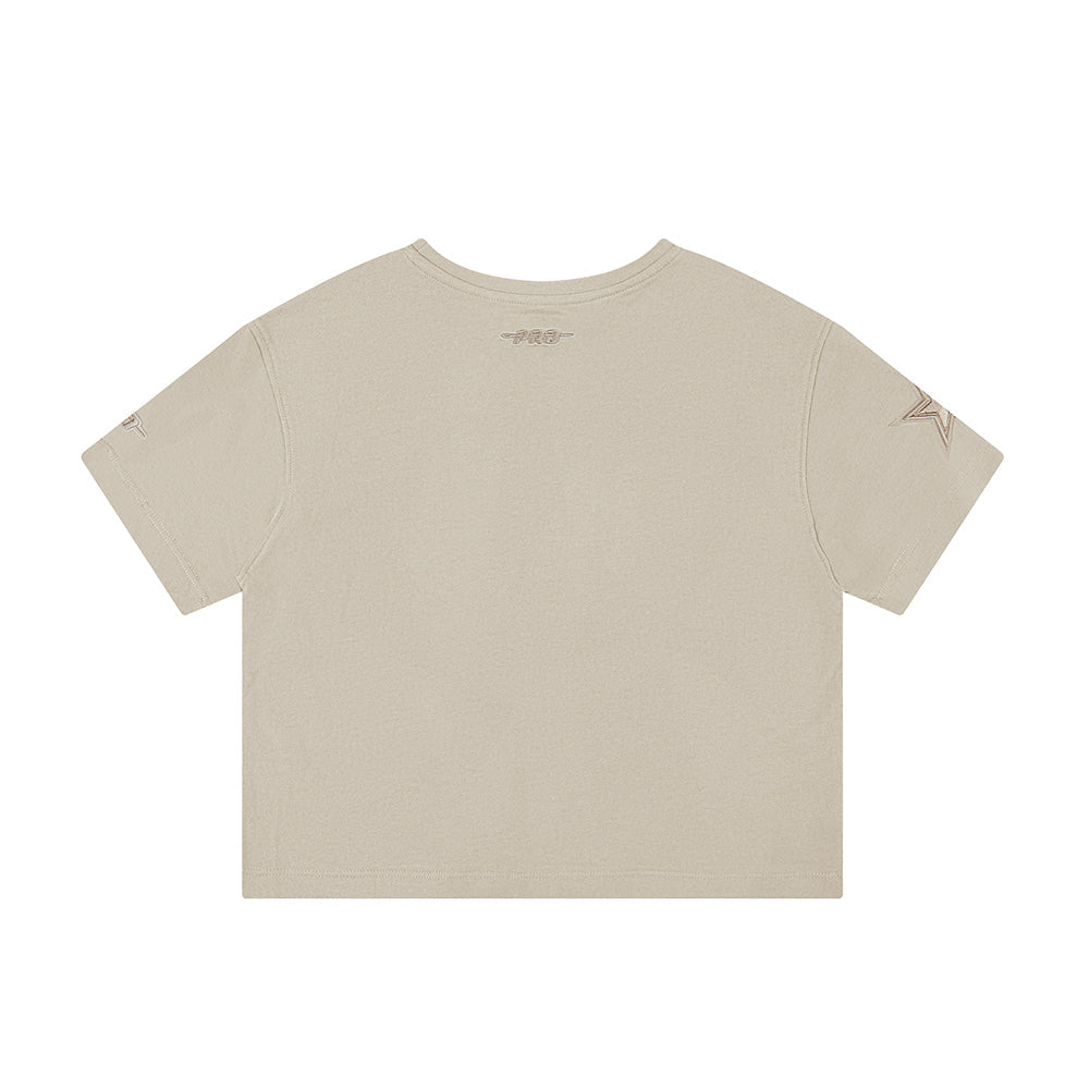 NFL DALLAS COWBOYS NEUTRAL LITTLE GIRLS SHORT SLEEVE BOXY TEE (TAUPE)