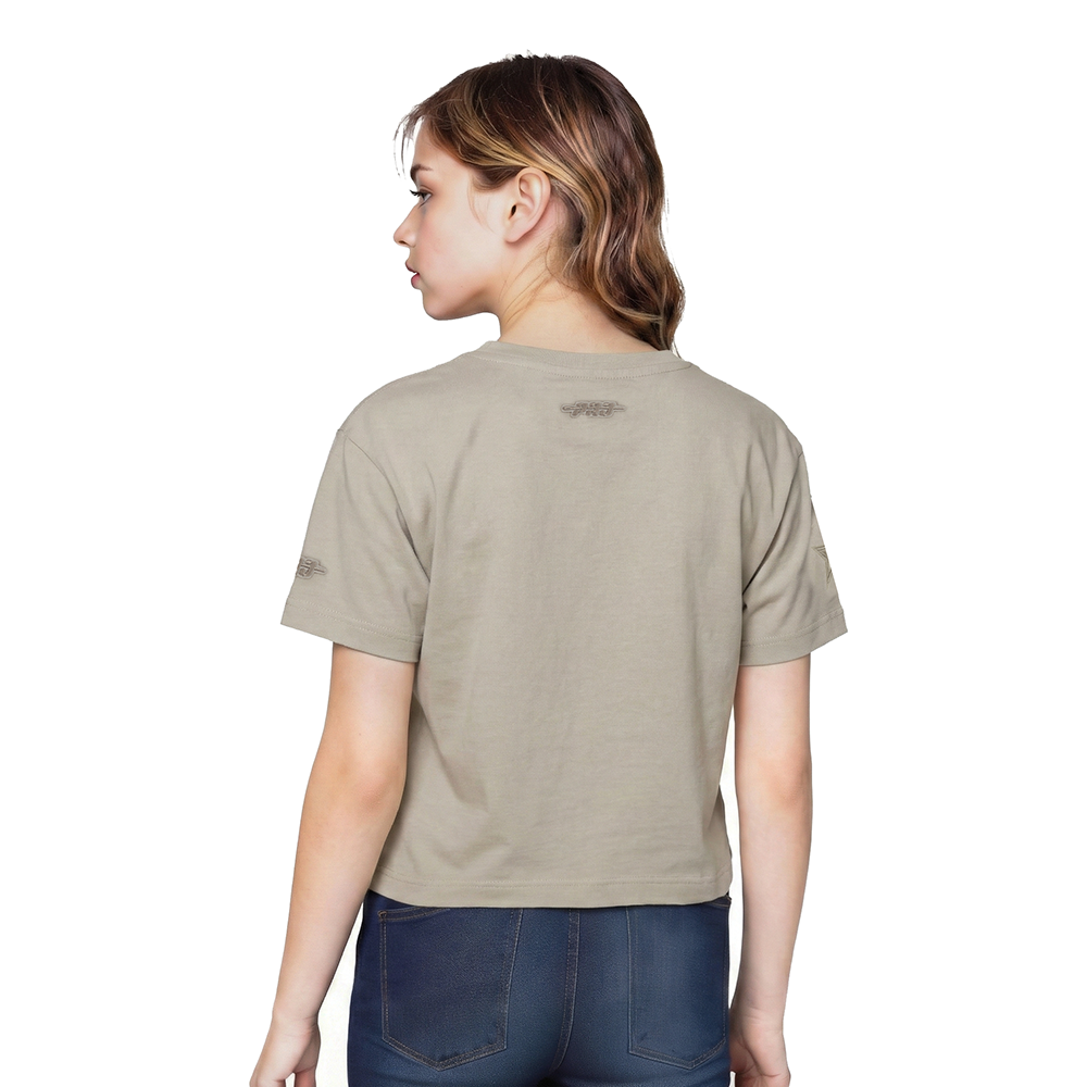 NFL DALLAS COWBOYS NEUTRAL LITTLE GIRLS SHORT SLEEVE BOXY TEE (TAUPE)