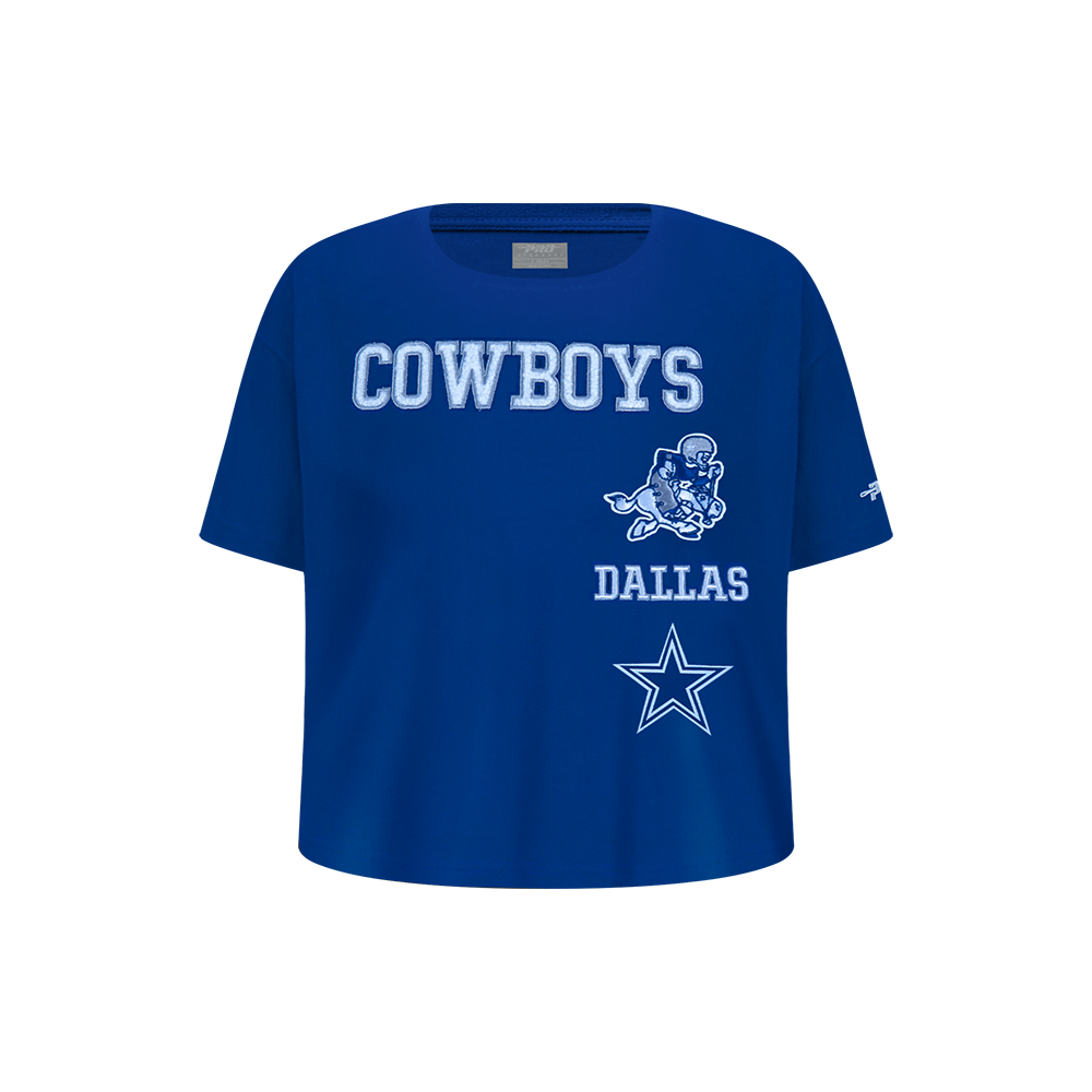 NFL DALLAS COWBOYS RETRO CLASSIC LITTLE GIRL'S SHORT SLEEVE BOXY TEE (DODGER BLUE)