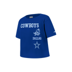 NFL DALLAS COWBOYS RETRO CLASSIC LITTLE GIRL'S SHORT SLEEVE BOXY TEE (DODGER BLUE)