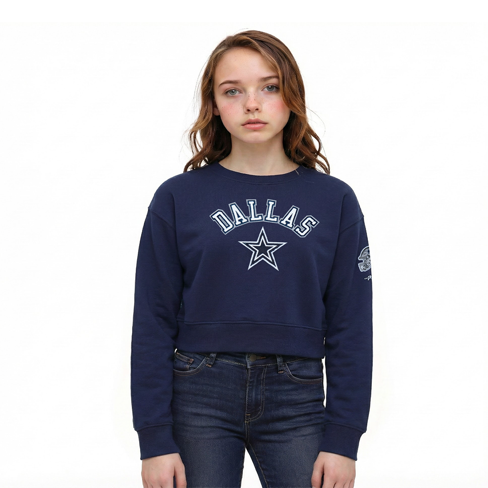 NFL DALLAS COWBOYS CLASSIC LITTLE GIRL'S FLC CREWNECK (MIDNIGHT NAVY)