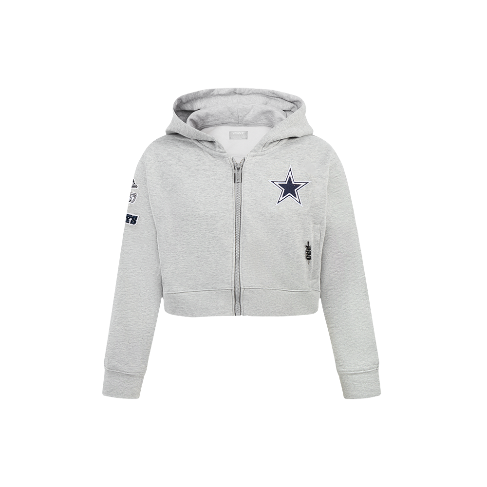 NFL DALLAS COWBOYS CLASSIC LITTLE GIRL'S FLEECE FULL ZIP HOODIE (HEATHER GREY)