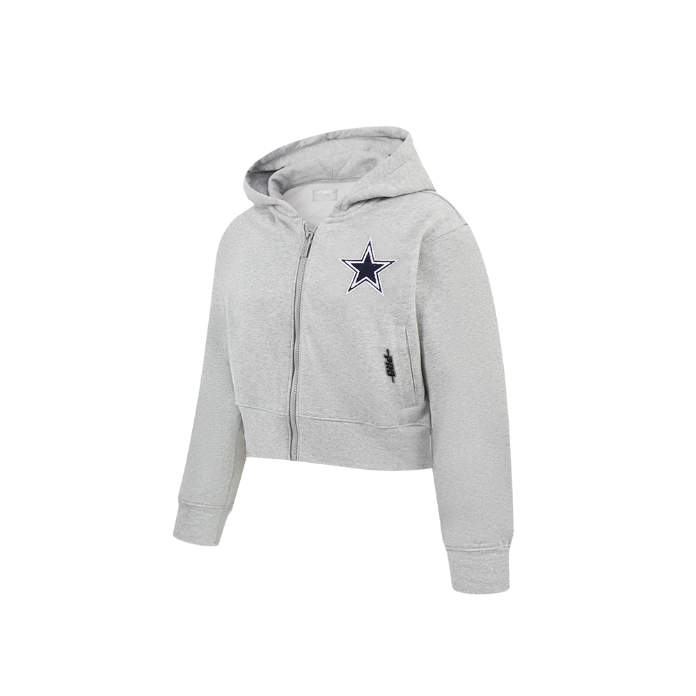 NFL DALLAS COWBOYS CLASSIC LITTLE GIRL'S FLEECE FULL ZIP HOODIE (HEATHER GREY)