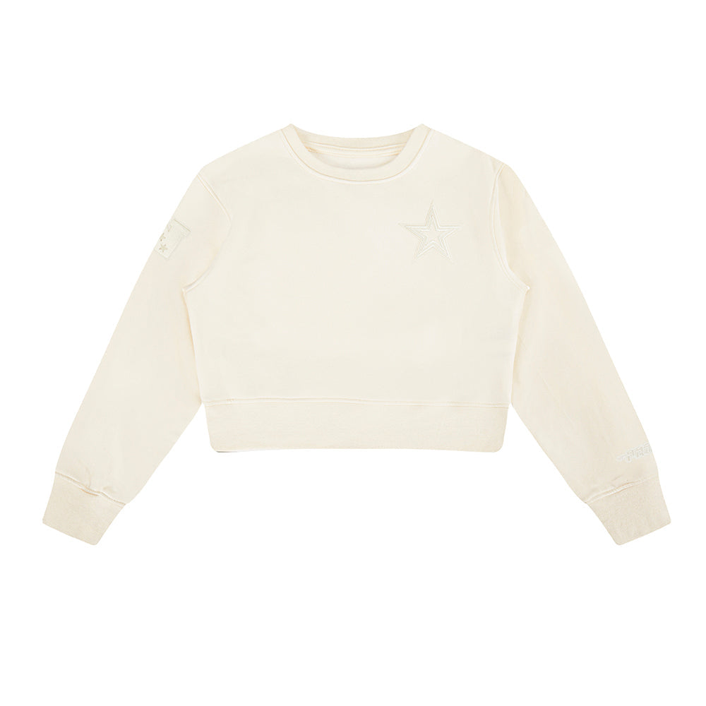NFL DALLAS COWBOYS NEUTRAL LITTLE GIRLS  FLEECE CREWNECK (EGGSHELL)