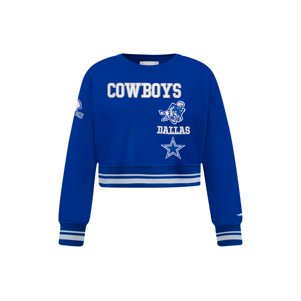 NFL DALLAS COWBOYS RETRO CLASSIC LITTLE GIRL'S RIB FLEECE CREWNECK (DODGER BLUE)