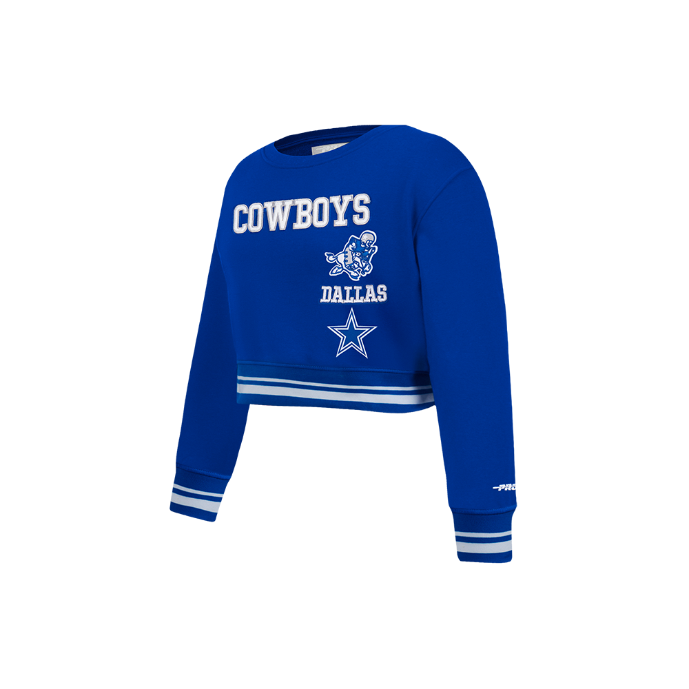 NFL DALLAS COWBOYS RETRO CLASSIC LITTLE GIRL'S RIB FLEECE CREWNECK (DODGER BLUE)