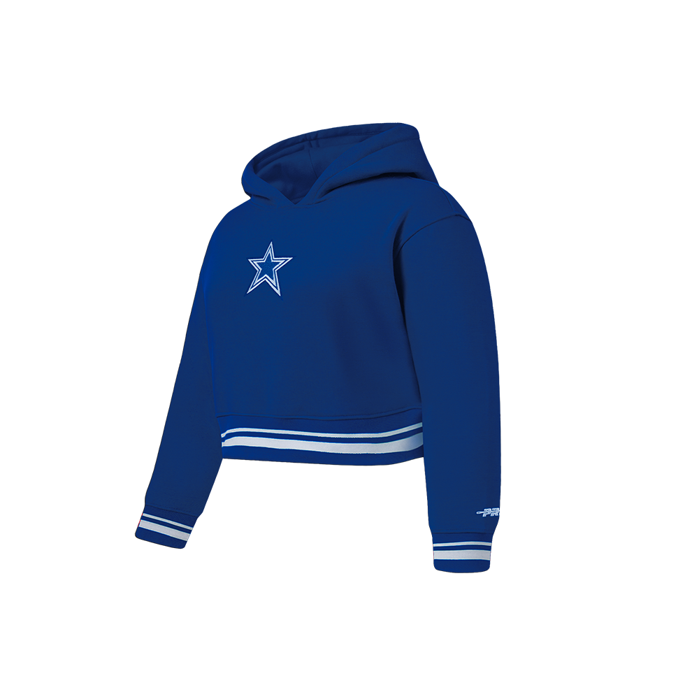 NFL DALLAS COWBOYS RETRO CLASSIC CHANDAIL À CAPUCHON EN MOLLETON CÔTELÉ POUR FILLE ENFANT (BLEU DODGER)