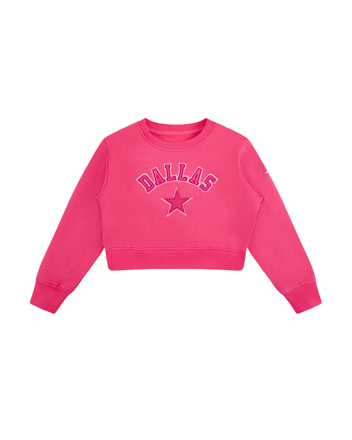 NFL DALLAS COWBOYS TRIPLE PINK LITTLE GIRL'S FLEECE CREWNECK (BEETROOT PURPLE)