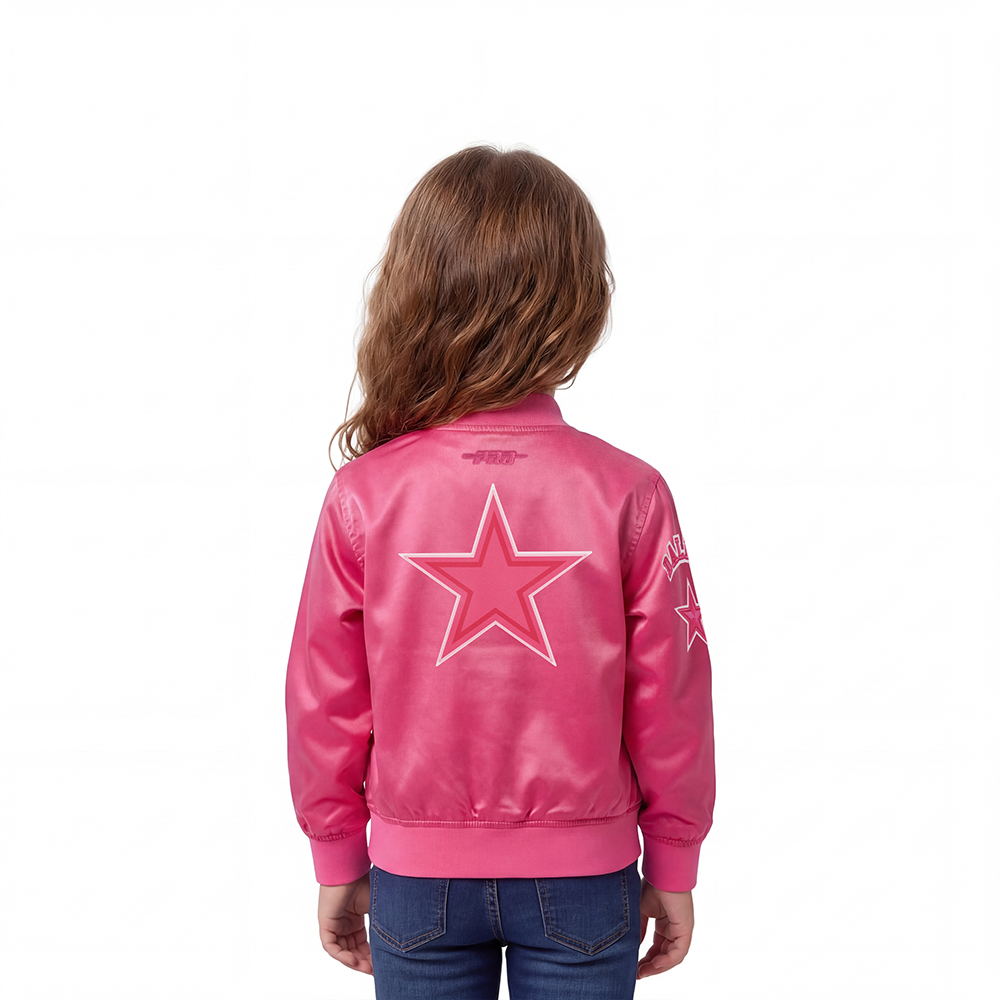 NFL DALLAS COWBOYS TRIPLE PINK TODDLER GIRL'S SATIN JACKET (BEETROOT PURPLE)