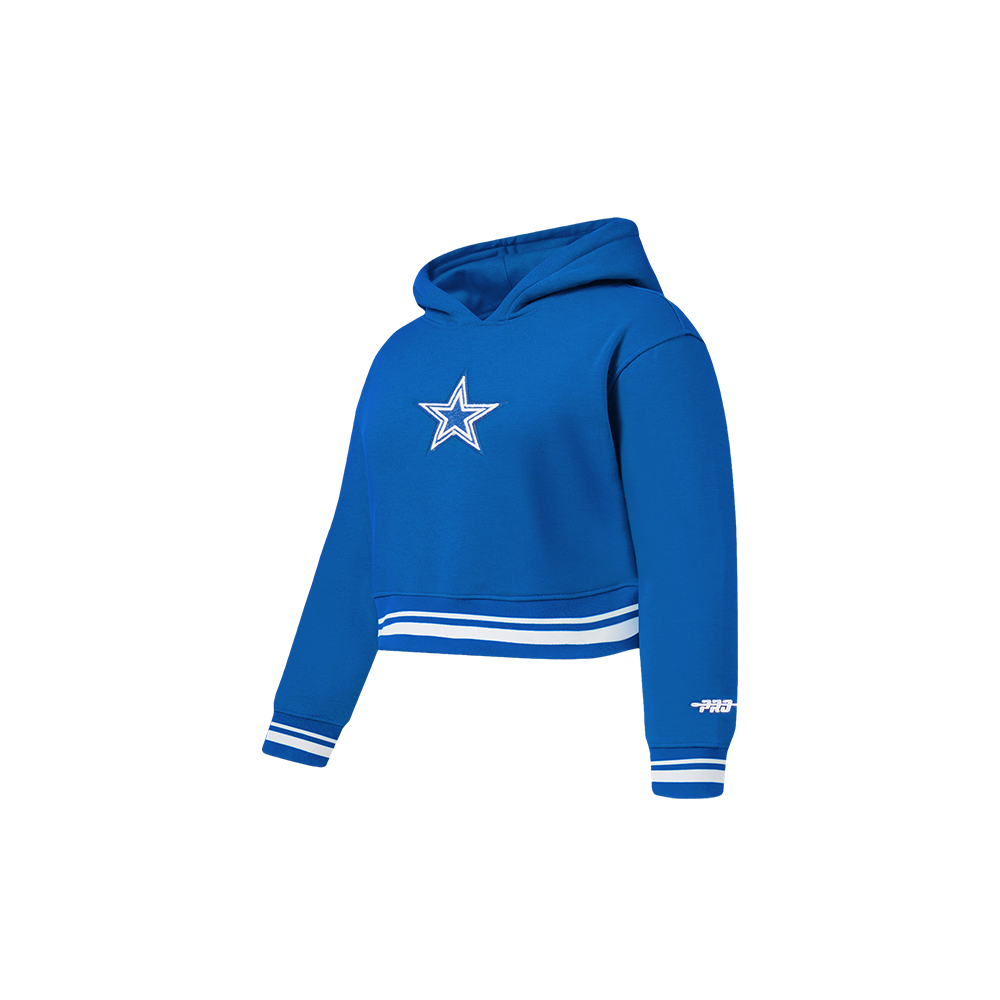 NFL DALLAS COWBOYS RETRO CLASSIC TODDLER GIRLS  RIB FLEECE PULLOVER HOODIE (DODGER BLUE)