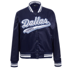 NFL DALLAS COWBOYS SCRIPT TAIL WOMEN'S SATIN JACKET (MIDNIGHT NAVY)