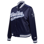 NFL DALLAS COWBOYS SCRIPT TAIL WOMEN'S SATIN JACKET (MIDNIGHT NAVY)