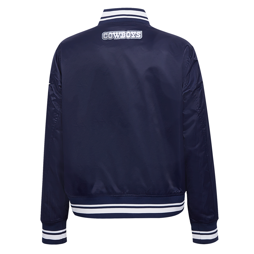 NFL DALLAS COWBOYS SCRIPT TAIL WOMEN'S SATIN JACKET (MIDNIGHT NAVY)
