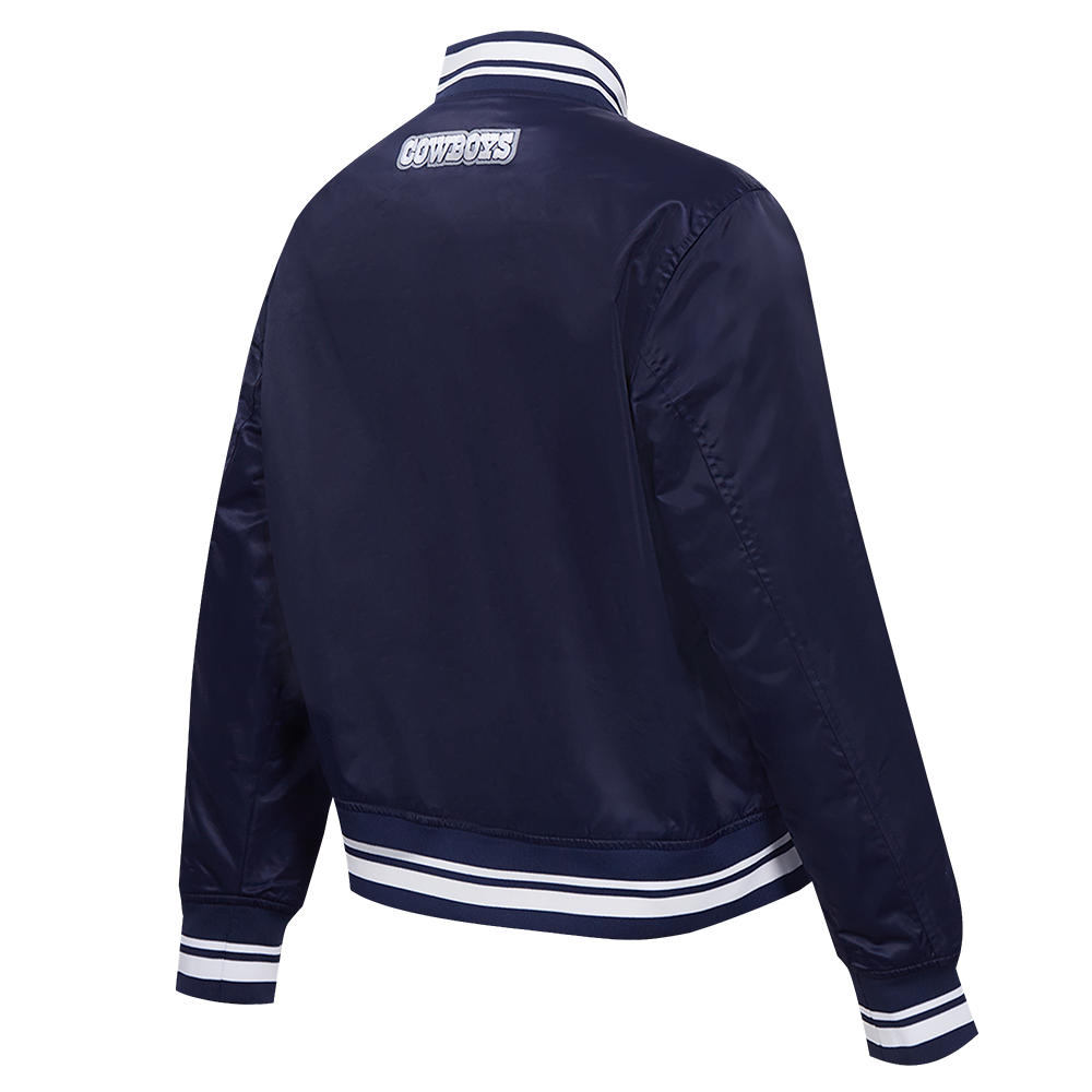 NFL DALLAS COWBOYS SCRIPT TAIL WOMEN'S SATIN JACKET (MIDNIGHT NAVY)