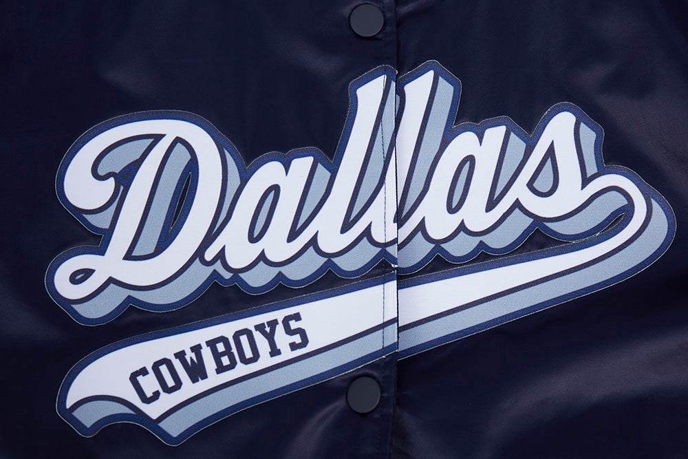 NFL DALLAS COWBOYS SCRIPT TAIL WOMEN'S SATIN JACKET (MIDNIGHT NAVY)