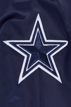 NFL DALLAS COWBOYS SCRIPT TAIL WOMEN'S SATIN JACKET (MIDNIGHT NAVY)
