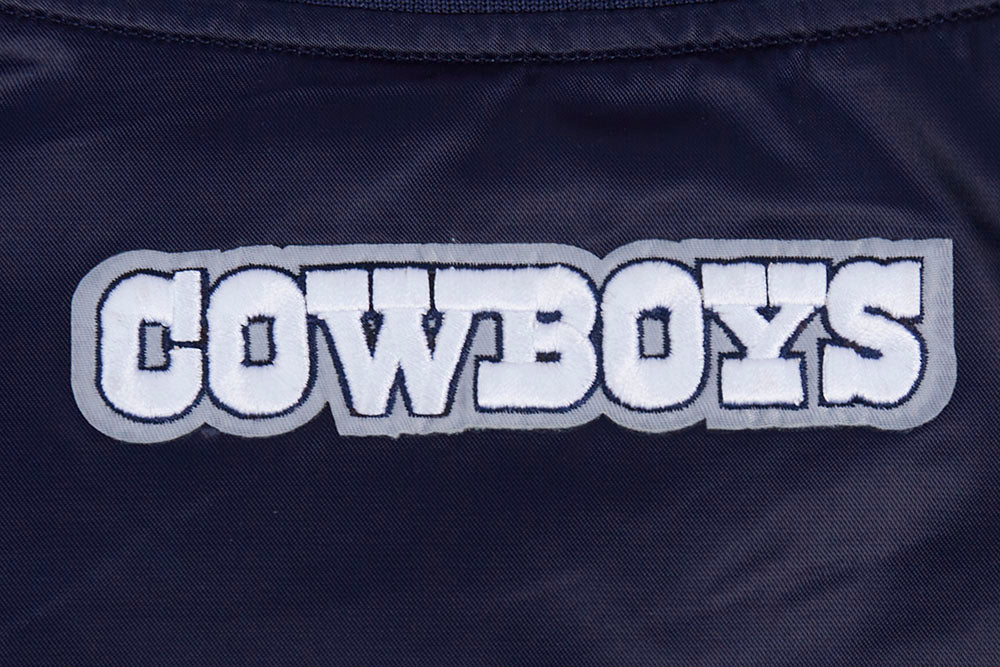NFL DALLAS COWBOYS SCRIPT TAIL WOMEN'S SATIN JACKET (MIDNIGHT NAVY)