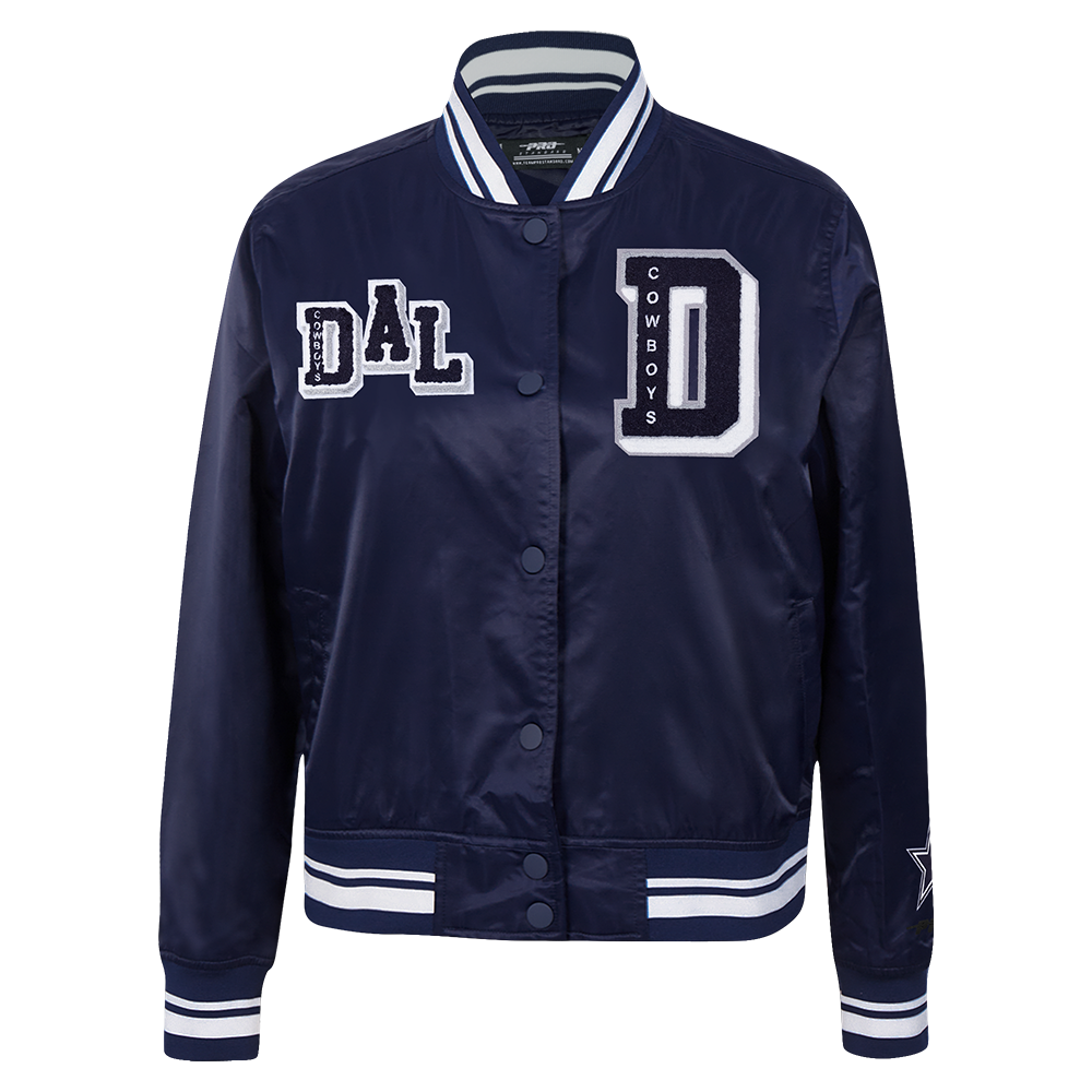 NFL DALLAS COWBOYS MASH UP BLOUSON EN SATIN À BORDS CÔTELÉS POUR FEMME (MARINE MINUIT)