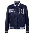 NFL DALLAS COWBOYS MASH UP BLOUSON EN SATIN À BORDS CÔTELÉS POUR FEMME (MARINE MINUIT)