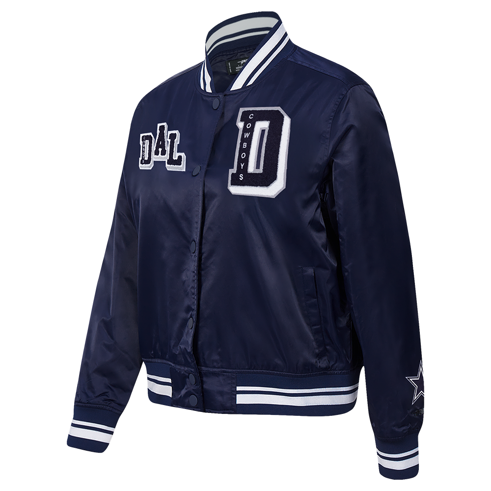 NFL DALLAS COWBOYS MASH UP BLOUSON EN SATIN À BORDS CÔTELÉS POUR FEMME (MARINE MINUIT)