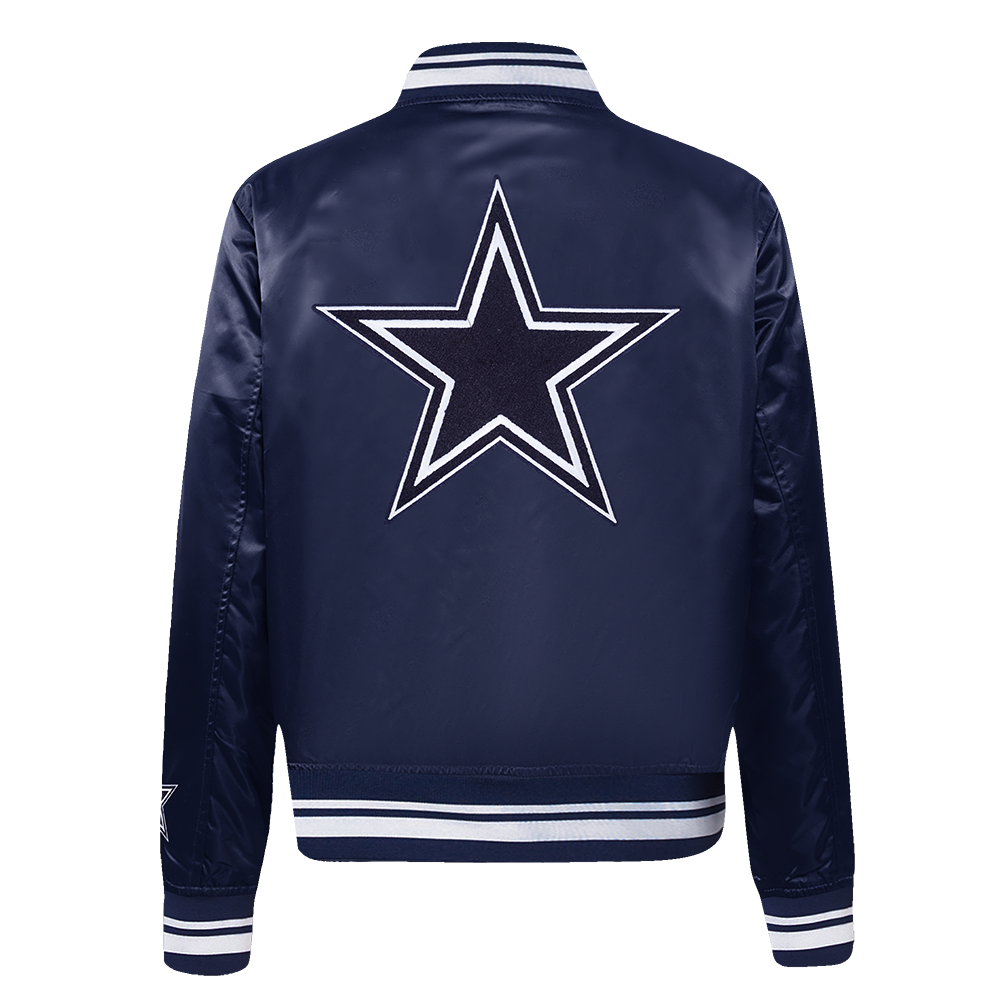 NFL DALLAS COWBOYS MASH UP BLOUSON EN SATIN À BORDS CÔTELÉS POUR FEMME (MARINE MINUIT)