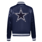 NFL DALLAS COWBOYS MASH UP BLOUSON EN SATIN À BORDS CÔTELÉS POUR FEMME (MARINE MINUIT)