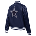 NFL DALLAS COWBOYS MASH UP BLOUSON EN SATIN À BORDS CÔTELÉS POUR FEMME (MARINE MINUIT)