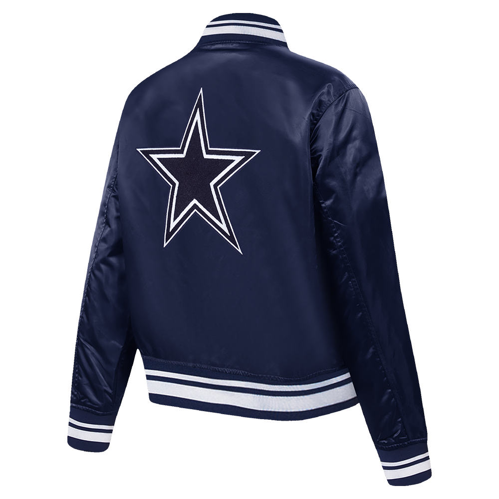 NFL DALLAS COWBOYS MASH UP BLOUSON EN SATIN À BORDS CÔTELÉS POUR FEMME (MARINE MINUIT)