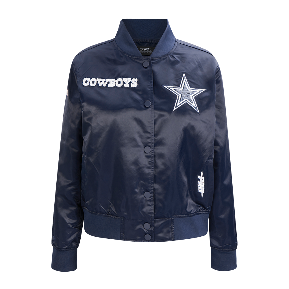 NFL DALLAS COWBOYS GAME DAY CLASSICS WOMEN'S SATIN JACKET (MIDNIGHT NAVY)