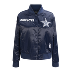 NFL DALLAS COWBOYS GAME DAY CLASSICS WOMEN'S SATIN JACKET (MIDNIGHT NAVY)