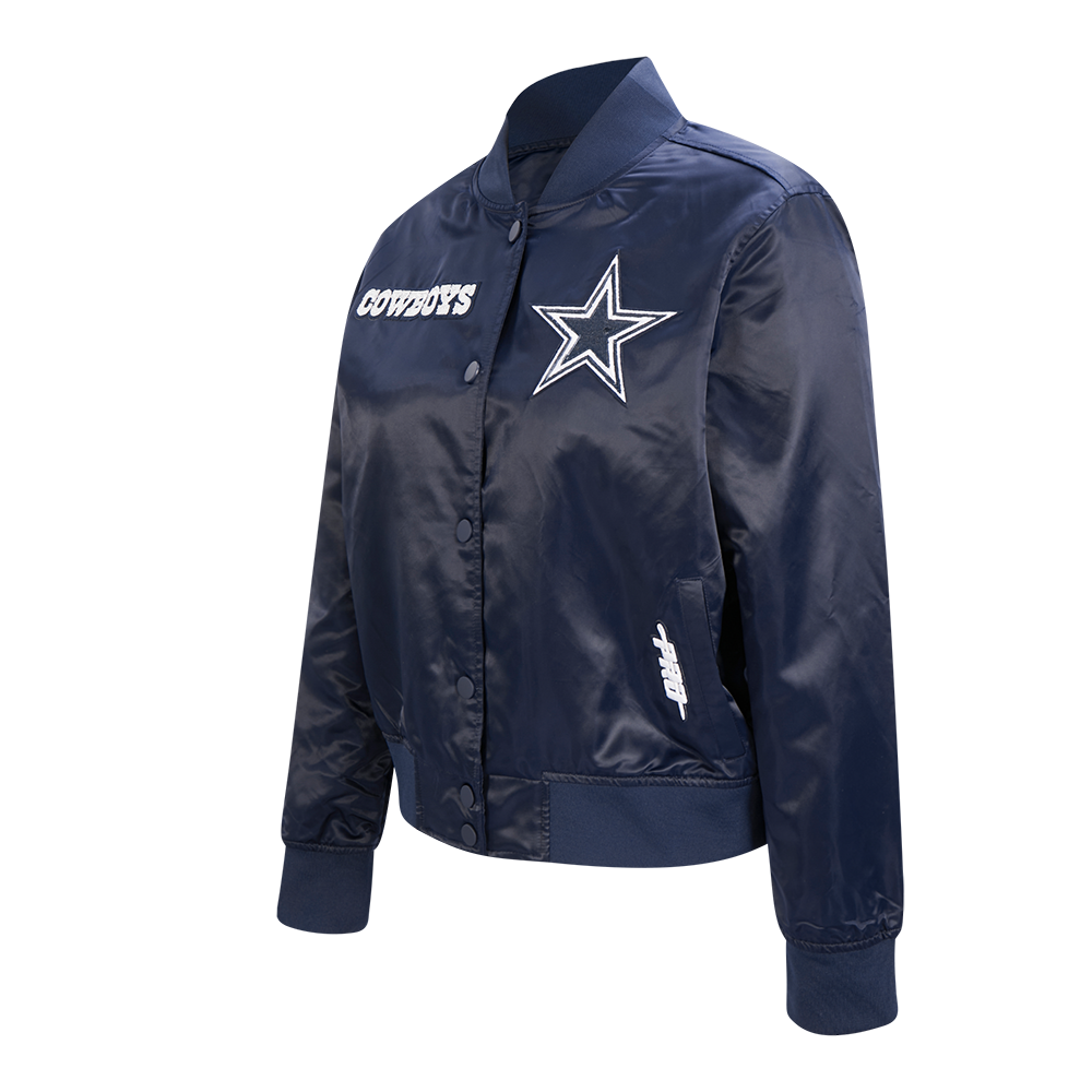NFL DALLAS COWBOYS GAME DAY CLASSICS WOMEN'S SATIN JACKET (MIDNIGHT NAVY)