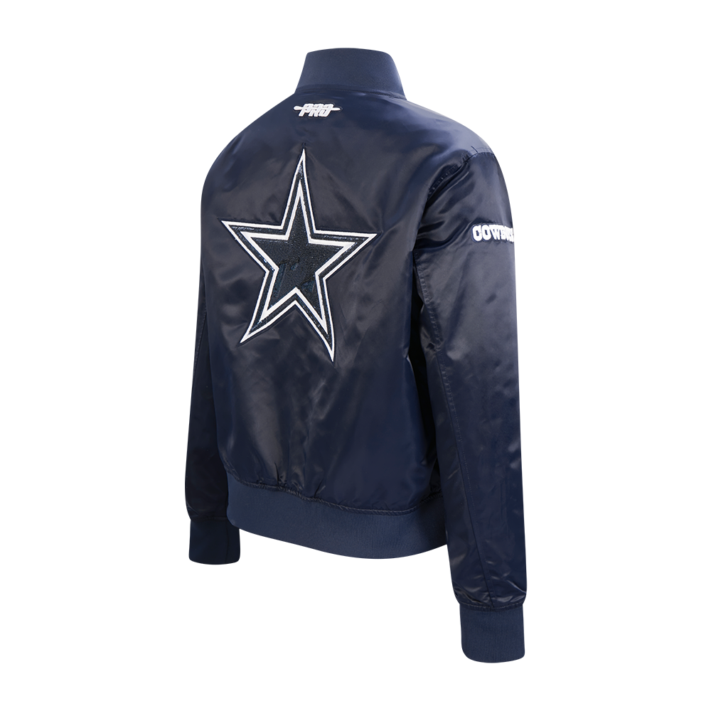 NFL DALLAS COWBOYS GAME DAY CLASSICS WOMEN'S SATIN JACKET (MIDNIGHT NAVY)